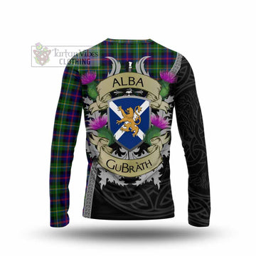 Tartan Vibes Clothing Malcolm Tartan Family Crest Long Sleeve T-Shirt Lion Rampant Royal Thistle Shield Celtic Inspired