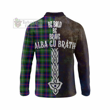 Malcolm Tartan Family Crest Long Sleeve Polo Shirt Alba Gu Brath Be Brave Lion Ancient Style