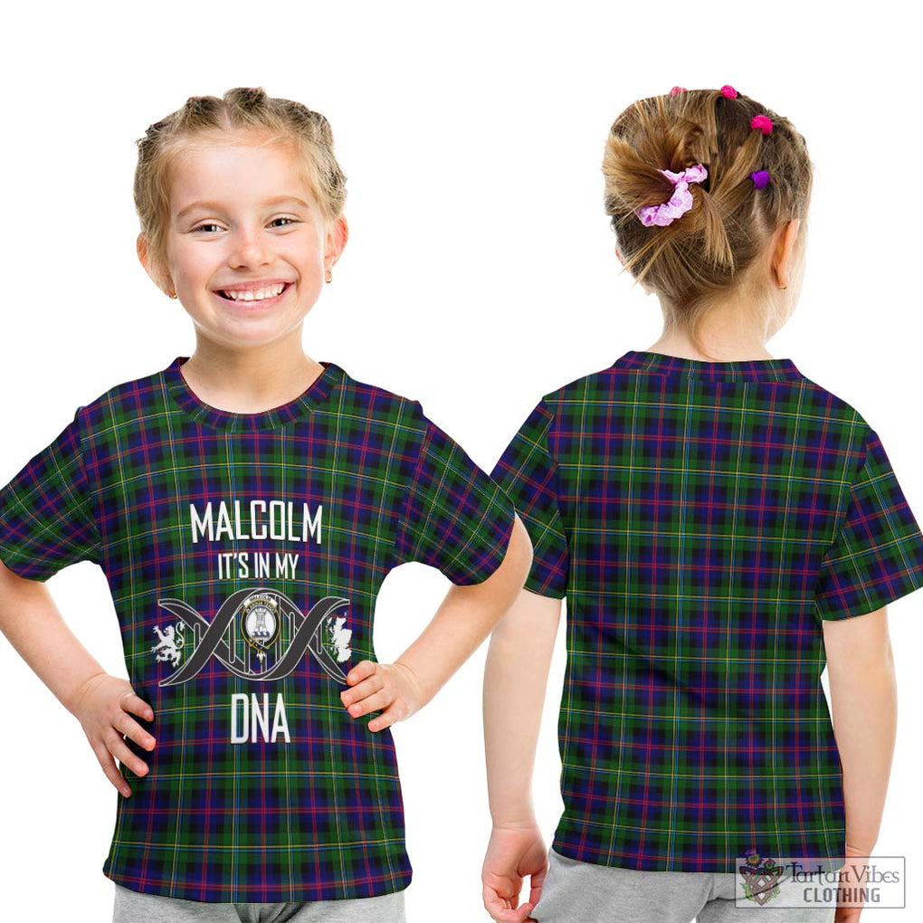 Malcolm Tartan Kid T-Shirt with Family Crest DNA In Me Style - Tartanvibesclothing Shop