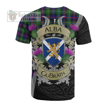 Tartan Vibes Clothing Malcolm Tartan Family Crest Cotton T-shirt Lion Rampant Royal Thistle Shield Celtic Inspired