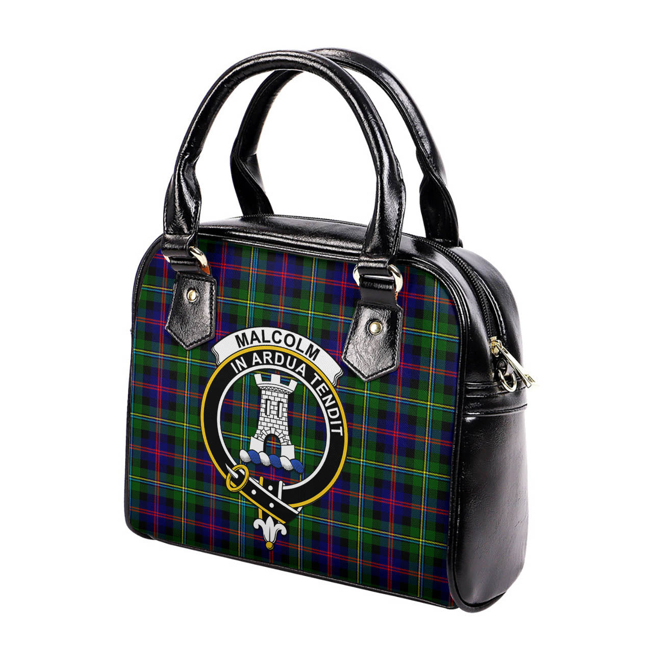 Malcolm Tartan Shoulder Handbags with Family Crest - Tartanvibesclothing