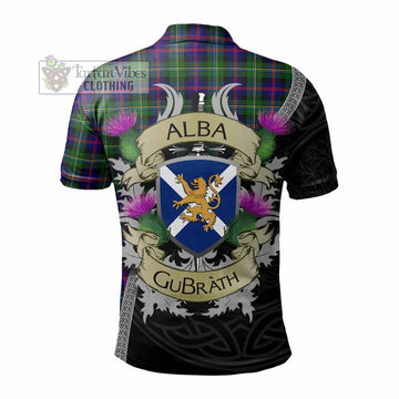 Malcolm Tartan Family Crest Polo Shirt Lion Rampant Royal Thistle Shield Celtic Inspired