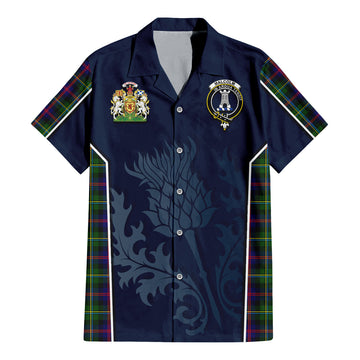Malcolm Tartan Hawaiian Shirt with Family Crest and Scottish Thistle Vibes Sport Style