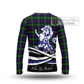 Malcolm Tartan Long Sleeve T-Shirt with Alba Gu Brath Regal Lion Emblem - Tartanvibesclothing Shop