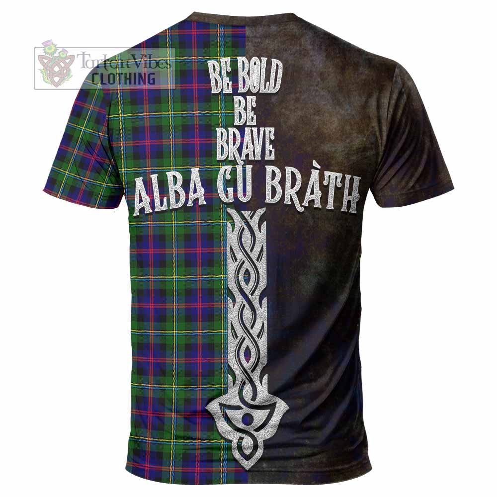 Tartan Vibes Clothing Malcolm Tartan Family Crest T-Shirt Alba Gu Brath Be Brave Lion Ancient Style