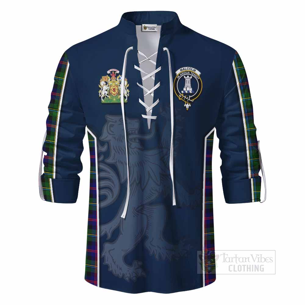 Tartan Vibes Clothing Malcolm Tartan Ghillie Kilt Shirt with Family Crest and Lion Rampant Vibes Sport Style