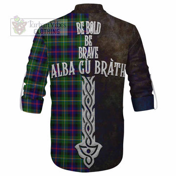 Malcolm Tartan Family Crest Ghillie Kilt Shirt Alba Gu Brath Be Brave Lion Ancient Style