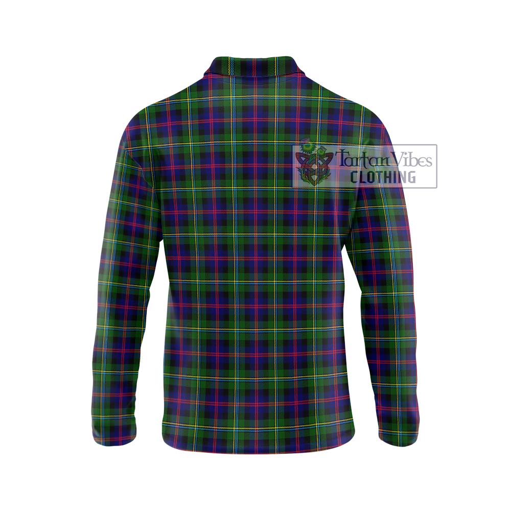 Malcolm Tartan Long Sleeve Polo Shirt with Family Crest DNA In Me Style - Tartanvibesclothing Shop