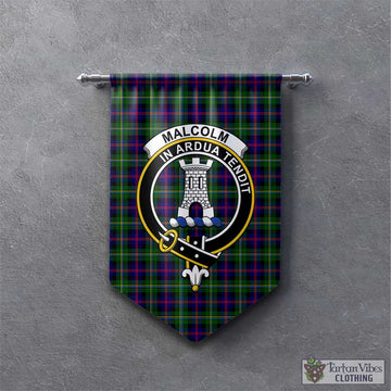 Malcolm Tartan Gonfalon, Tartan Banner with Family Crest