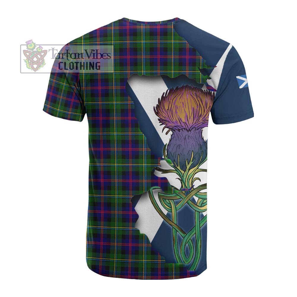 Tartan Vibes Clothing Malcolm Tartan Family Crest Cotton T-shirt Scottish Thistle Celtic Inspired