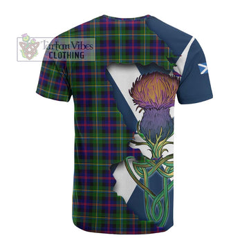 Tartan Vibes Clothing Malcolm Tartan Family Crest Cotton T-shirt Scottish Thistle Celtic Inspired