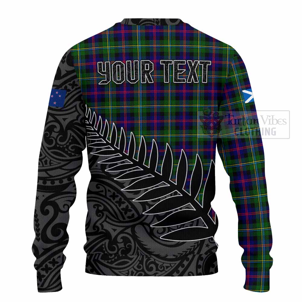 Tartan Vibes Clothing Malcolm Crest Tartan Knitted Sweater with New Zealand Silver Fern Half Style
