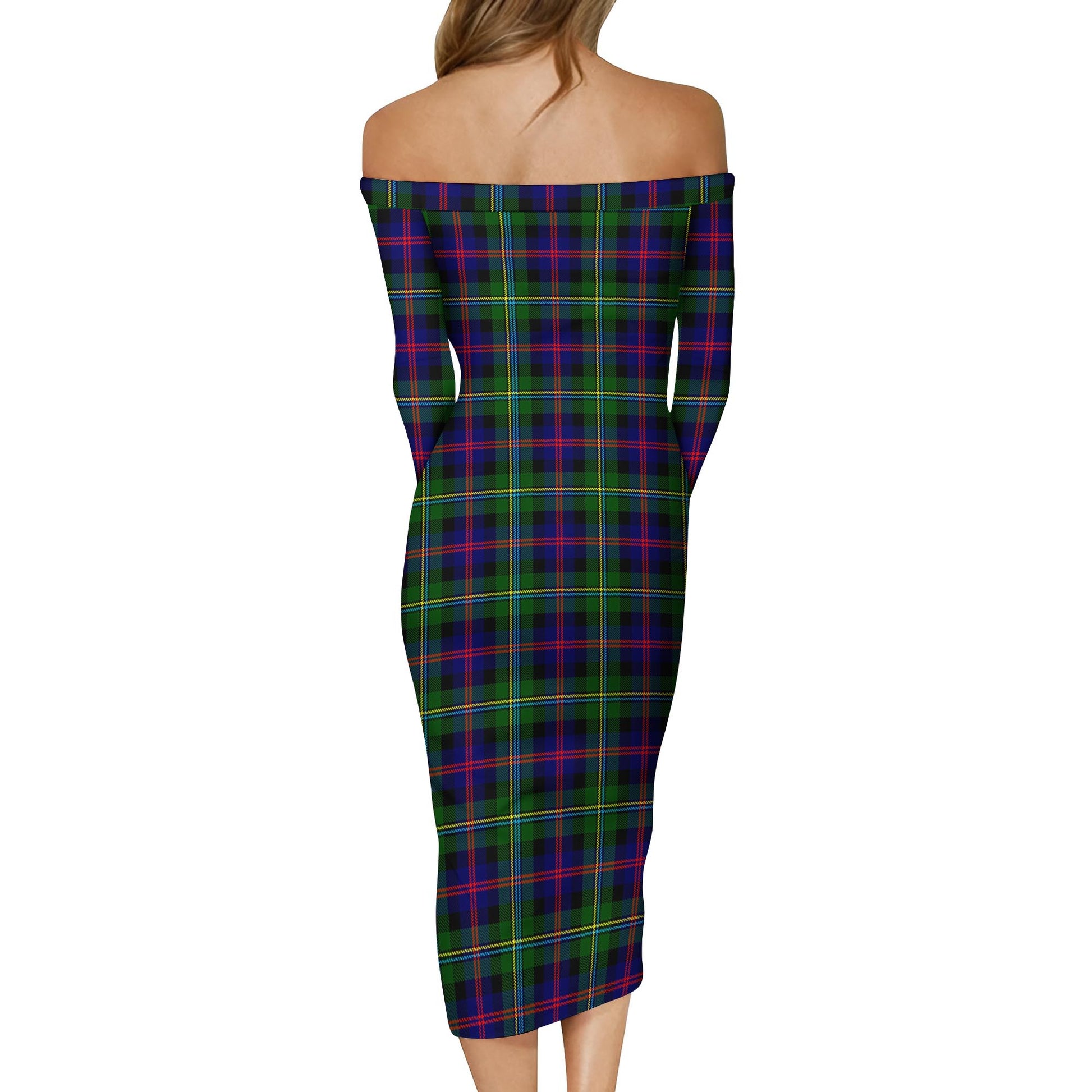 Malcolm Tartan Off Shoulder Lady Dress - Tartanvibesclothing