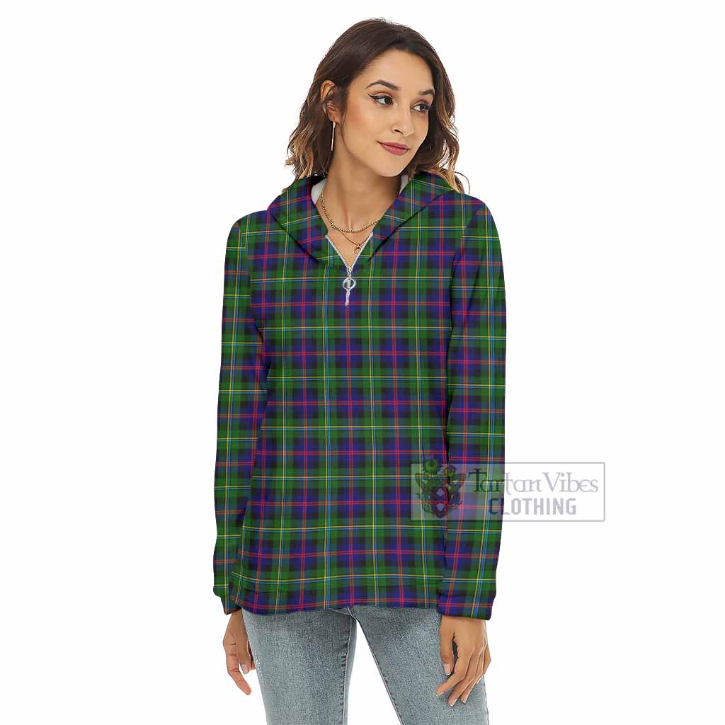 Tartan Vibes Clothing Malcolm Tartan Women's Borg  Half Zip Fleece Hoodie