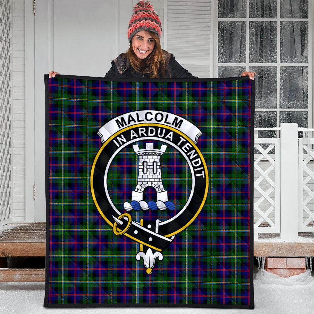 Malcolm Tartan Quilt with Family Crest