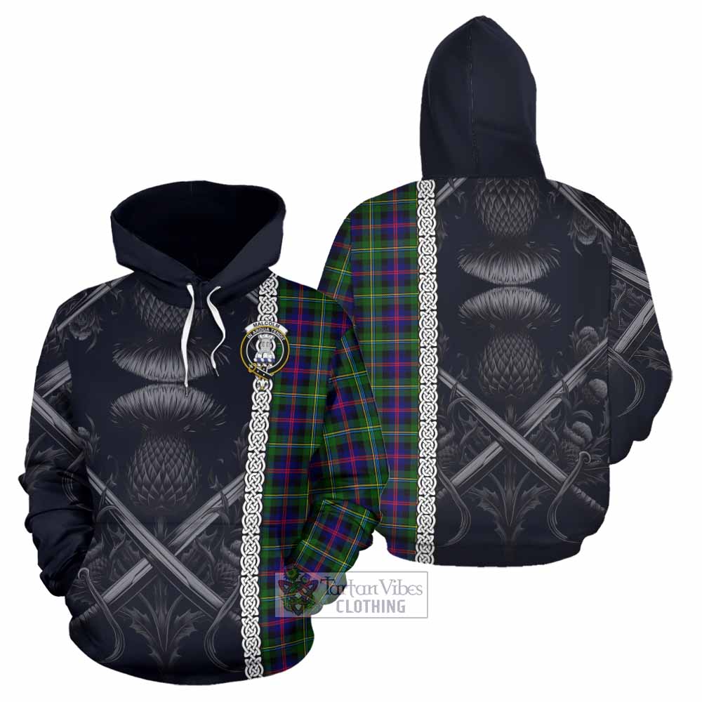 Tartan Vibes Clothing Malcolm Tartan Hoodie with Family Crest Cross Sword Thistle Celtic Vibes