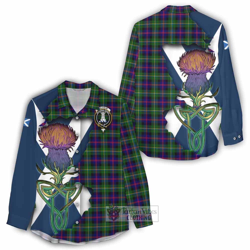 Tartan Vibes Clothing Malcolm Tartan Family Crest Women's Casual Shirt Scottish Thistle Celtic Inspired
