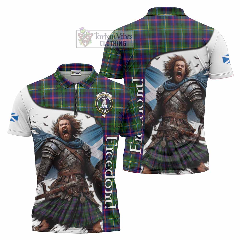 Tartan Vibes Clothing Malcolm Crest Tartan Zipper Polo Shirt Inspired by the Freedom of Scottish Warrior