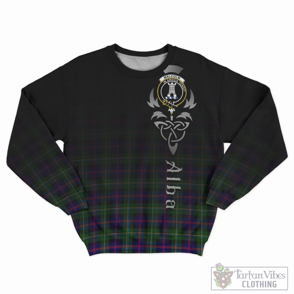 Tartan Vibes Clothing Malcolm Tartan Sweatshirt Featuring Alba Gu Brath Family Crest Celtic Inspired