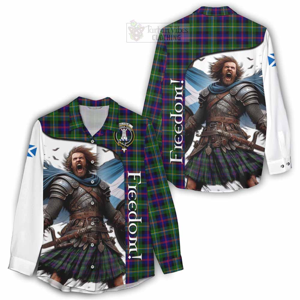 Tartan Vibes Clothing Malcolm Crest Tartan Women's Casual Shirt Inspired by the Freedom of Scottish Warrior
