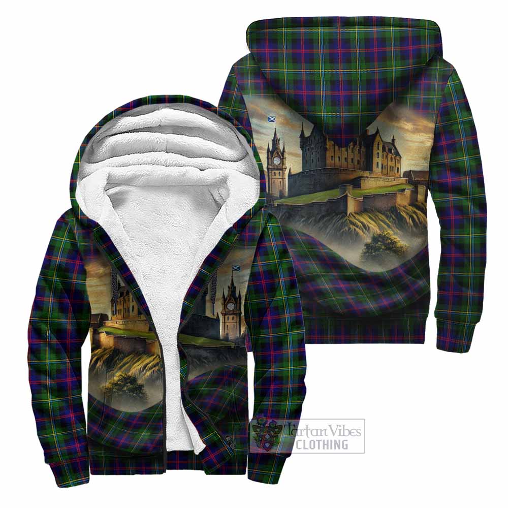 Tartan Vibes Clothing Malcolm Tartan Family Crest Sherpa Hoodie with Scottish Ancient Castle Style