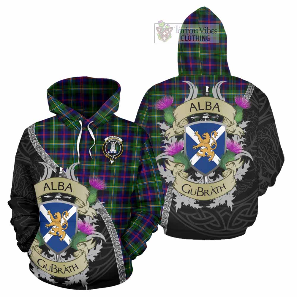 Tartan Vibes Clothing Malcolm Tartan Family Crest Hoodie Lion Rampant Royal Thistle Shield Celtic Inspired