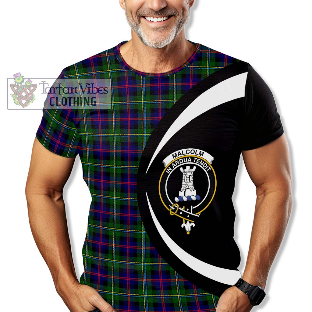 Malcolm Tartan T-Shirt with Family Crest Circle Style - Tartan Vibes Clothing