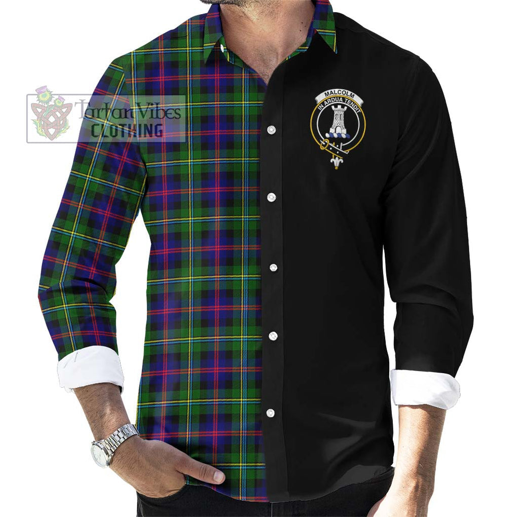 Malcolm Tartan Long Sleeve Button Shirt with Family Crest and Half Of Me Style - Tartan Vibes Clothing