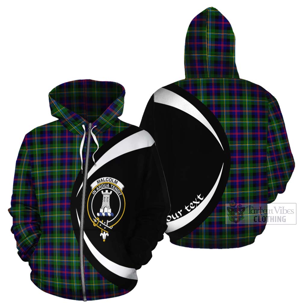 Tartan Vibes Clothing Malcolm Tartan Cotton Hoodie with Family Crest Circle Style