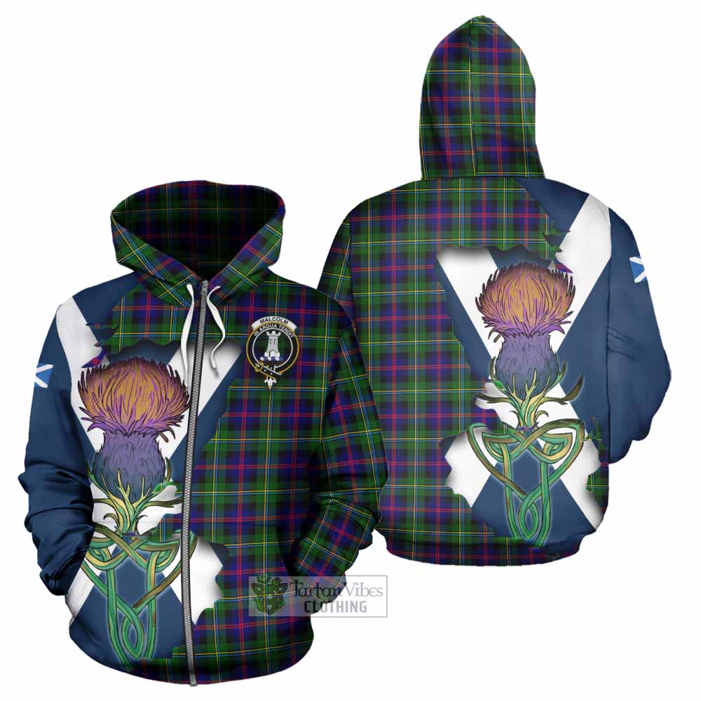 Tartan Vibes Clothing Malcolm Tartan Family Crest Hoodie Scottish Thistle Celtic Inspired