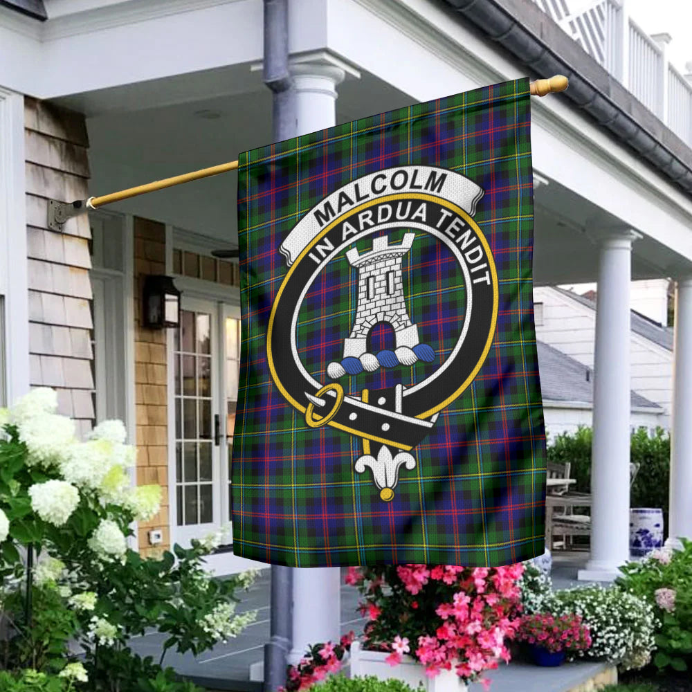 Malcolm Tartan Flag with Family Crest - Tartan Vibes Clothing
