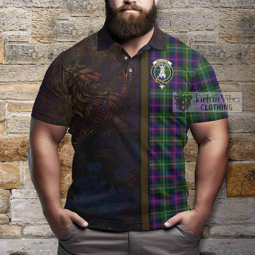 Tartan Vibes Clothing Malcolm Tartan Family Crest Polo Shirt Alba Gu Brath Be Brave Lion Ancient Style