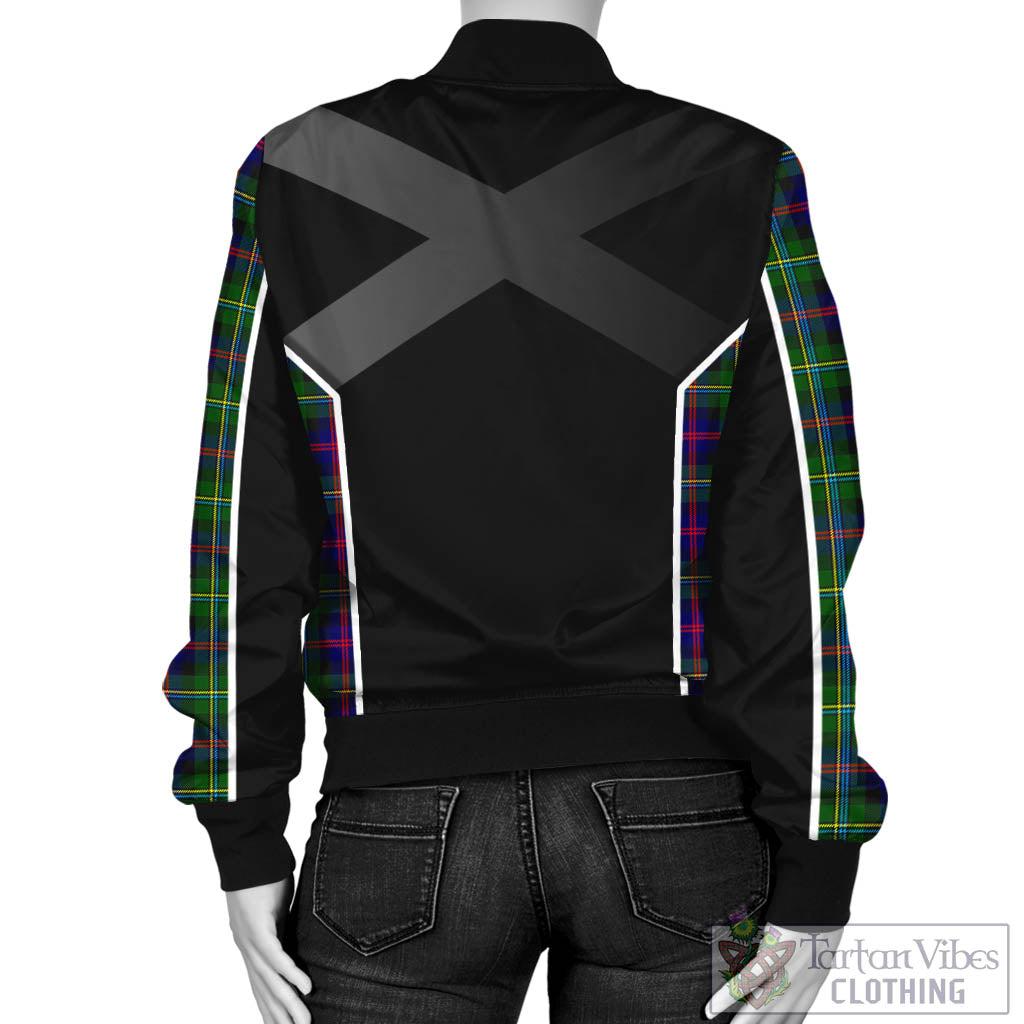 Tartan Vibes Clothing Malcolm Tartan Bomber Jacket with Family Crest and Scottish Thistle Vibes Sport Style