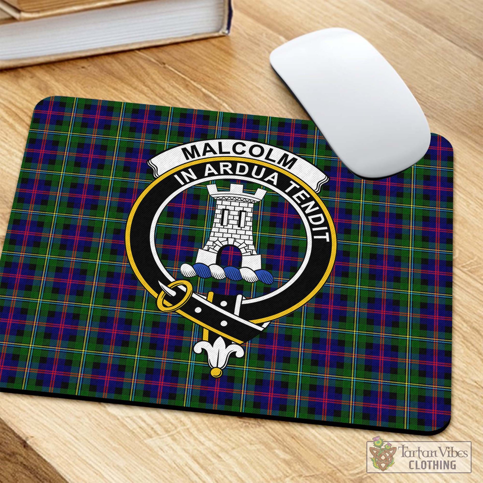 Tartan Vibes Clothing Malcolm Tartan Mouse Pad with Family Crest