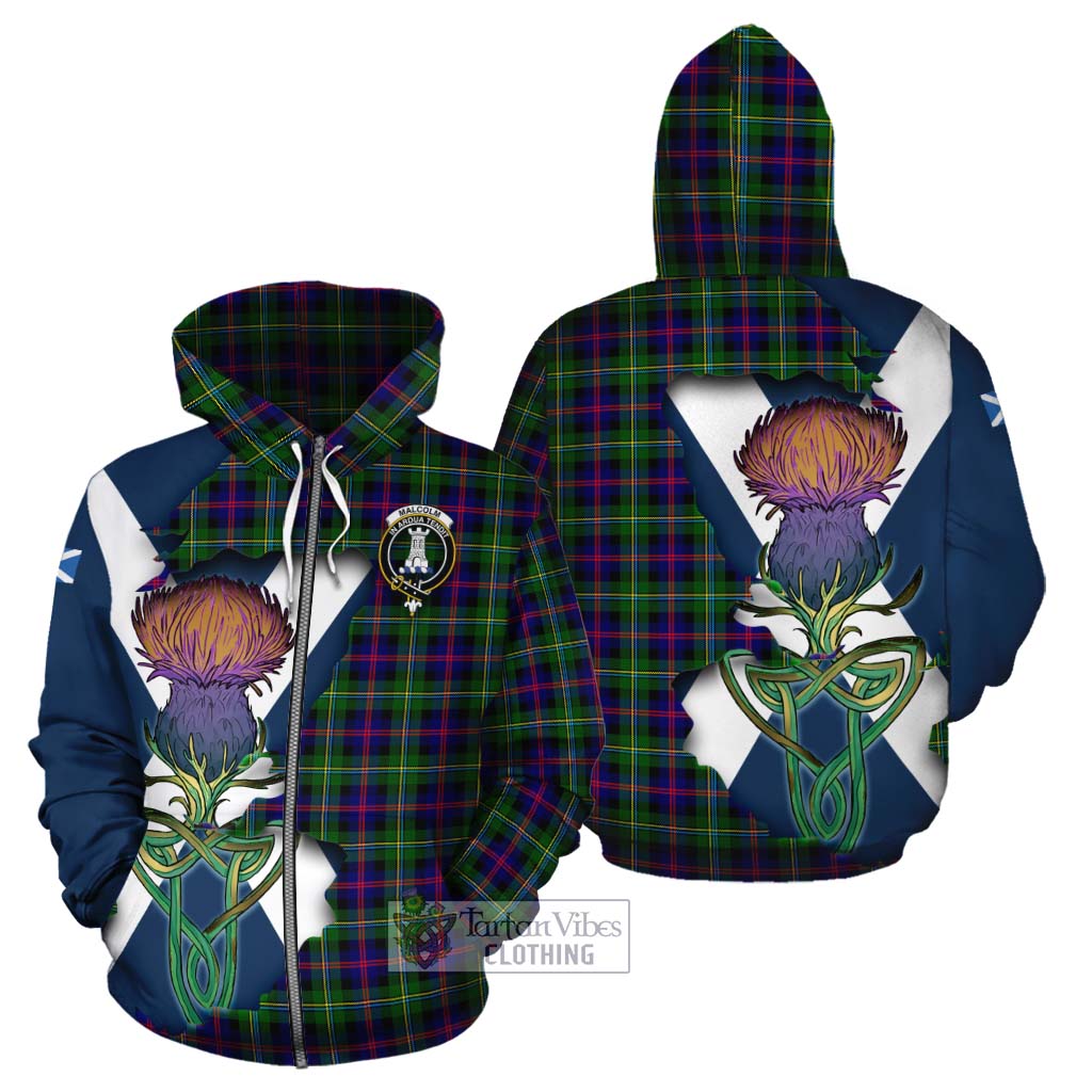 Tartan Vibes Clothing Malcolm Tartan Family Crest Cotton Hoodie Scottish Thistle Celtic Inspired
