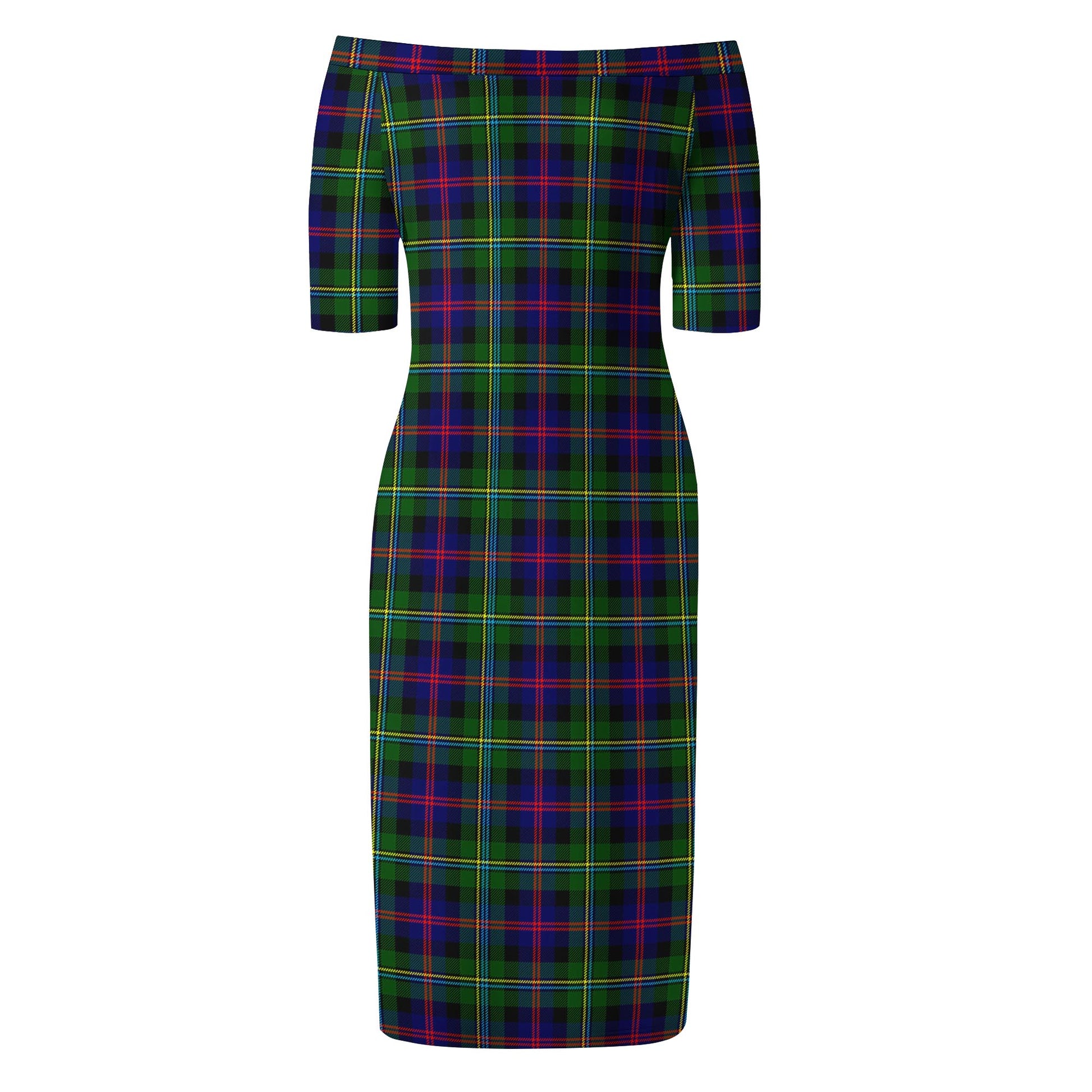 Malcolm Tartan Off Shoulder Lady Dress - Tartanvibesclothing