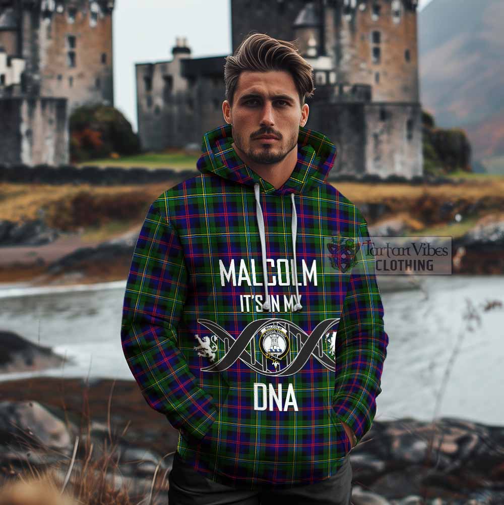 Tartan Vibes Clothing Malcolm Tartan Cotton Hoodie with Family Crest DNA In Me Style