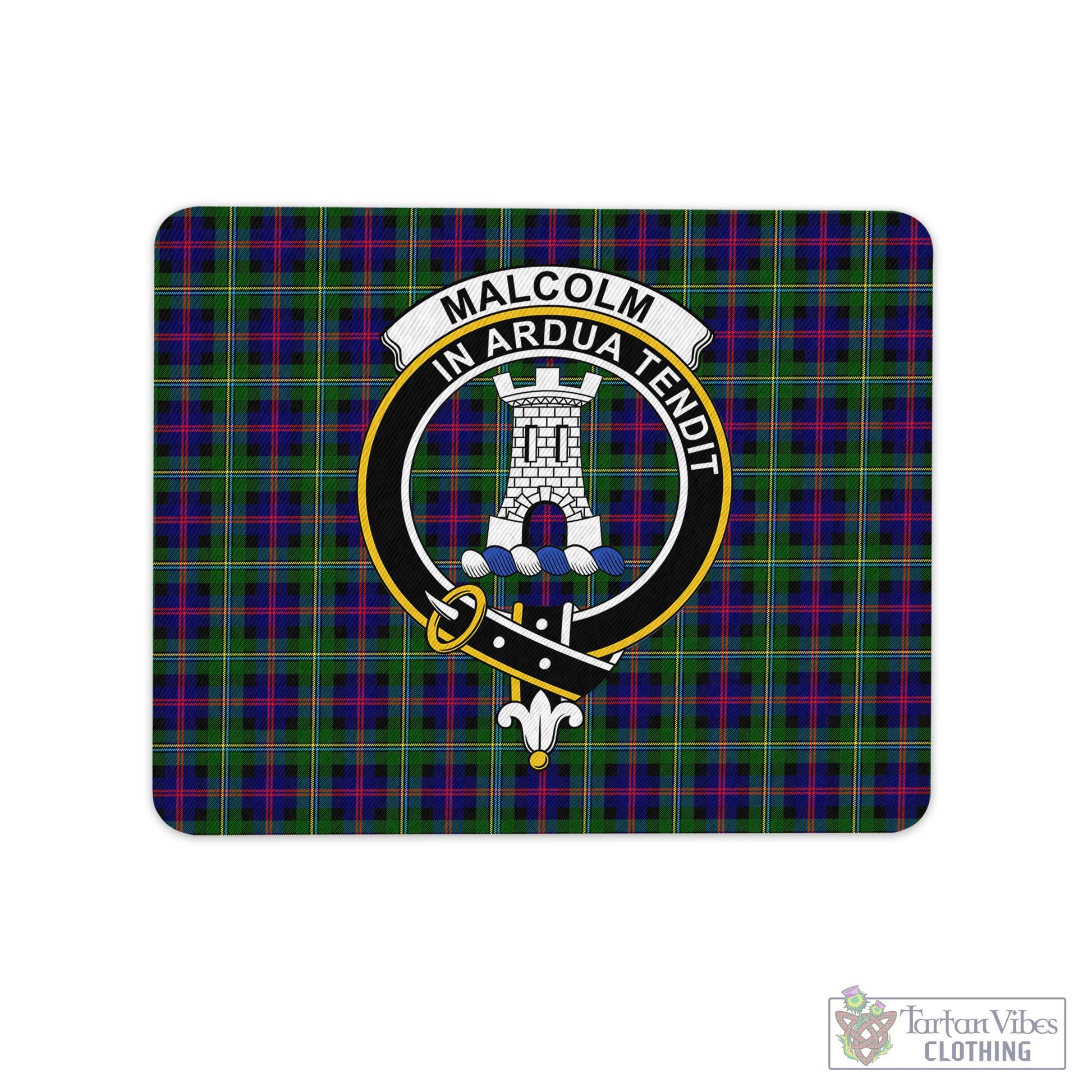 Tartan Vibes Clothing Malcolm Tartan Mouse Pad with Family Crest