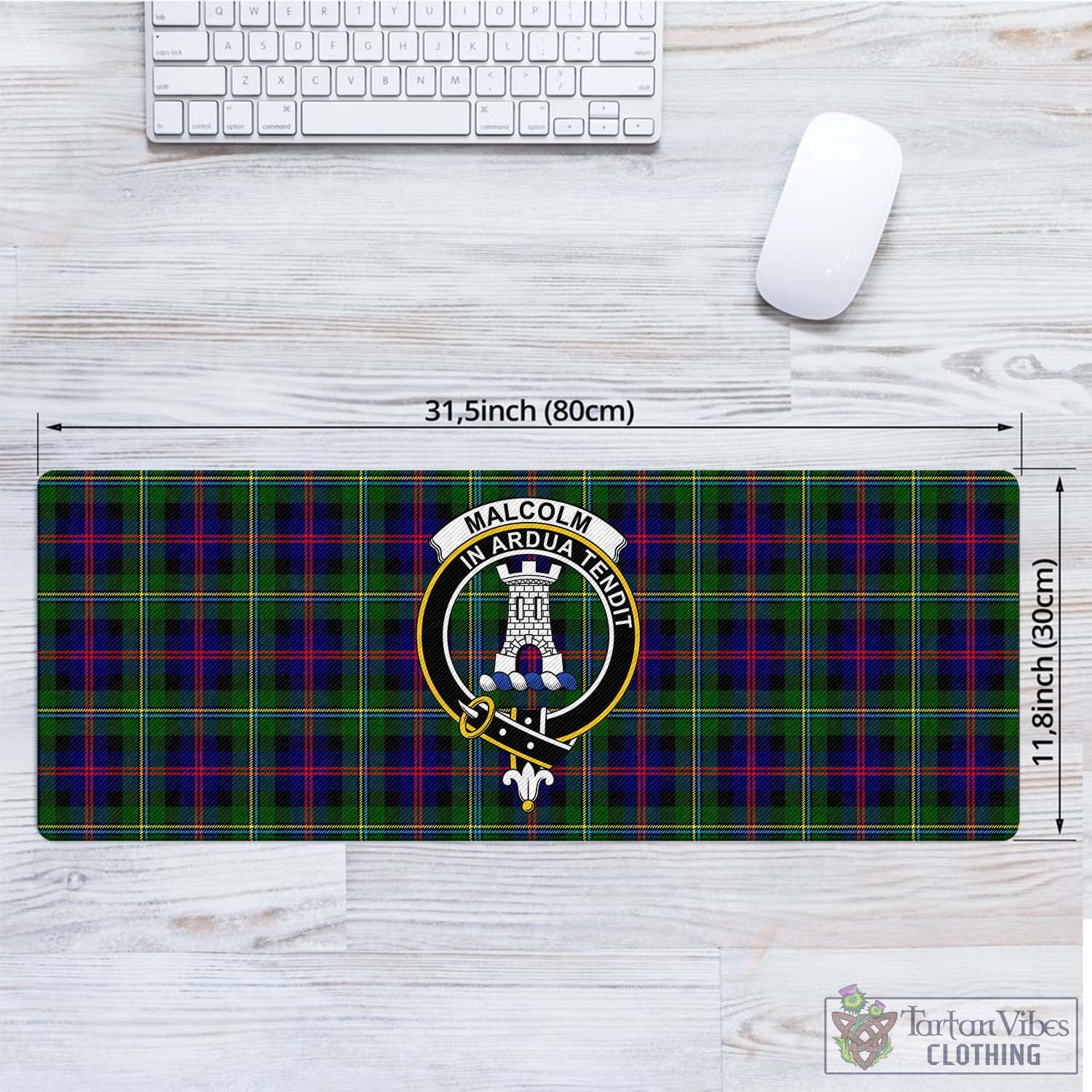 Tartan Vibes Clothing Malcolm Tartan Mouse Pad with Family Crest