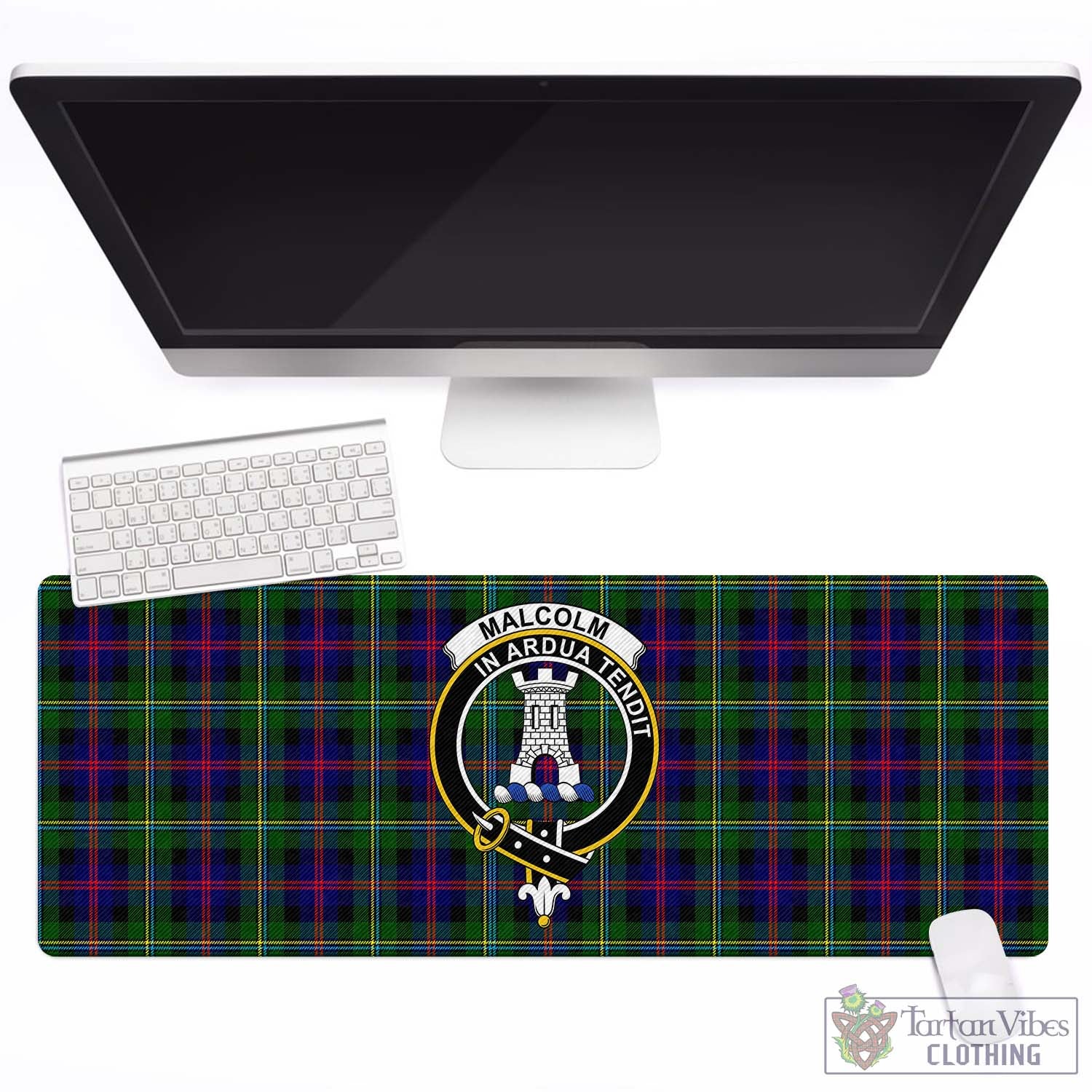 Tartan Vibes Clothing Malcolm Tartan Mouse Pad with Family Crest