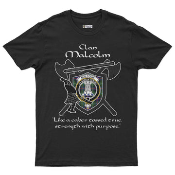 Malcolm Clan Crest Highland Game T Shirt Strength With Purpose Style - Tartan Vibes Clothing