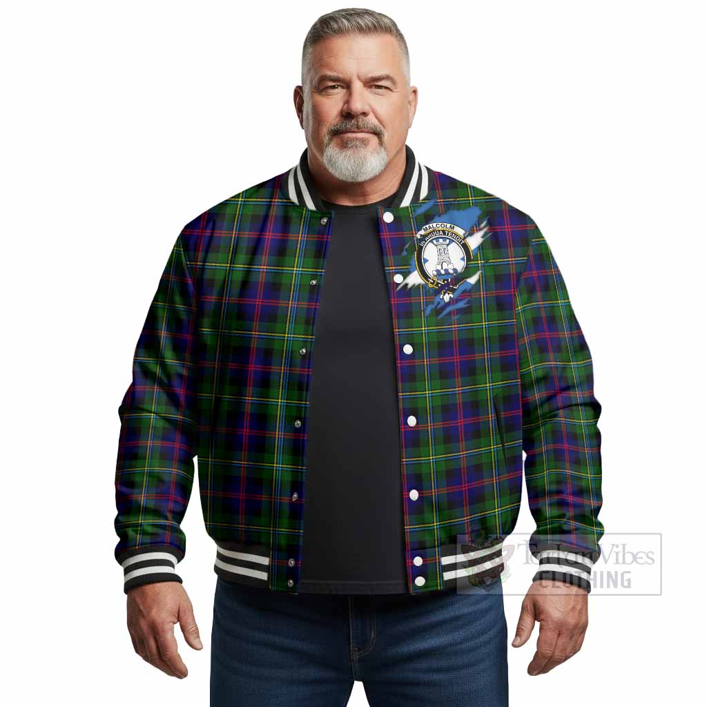 Malcolm Clan Crest In Me Tartan Baseball Jacket Scotland Flag Style