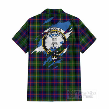 Malcolm Clan Crest In Me Tartan Cotton Hawaiian Shirt Scotland Flag Style