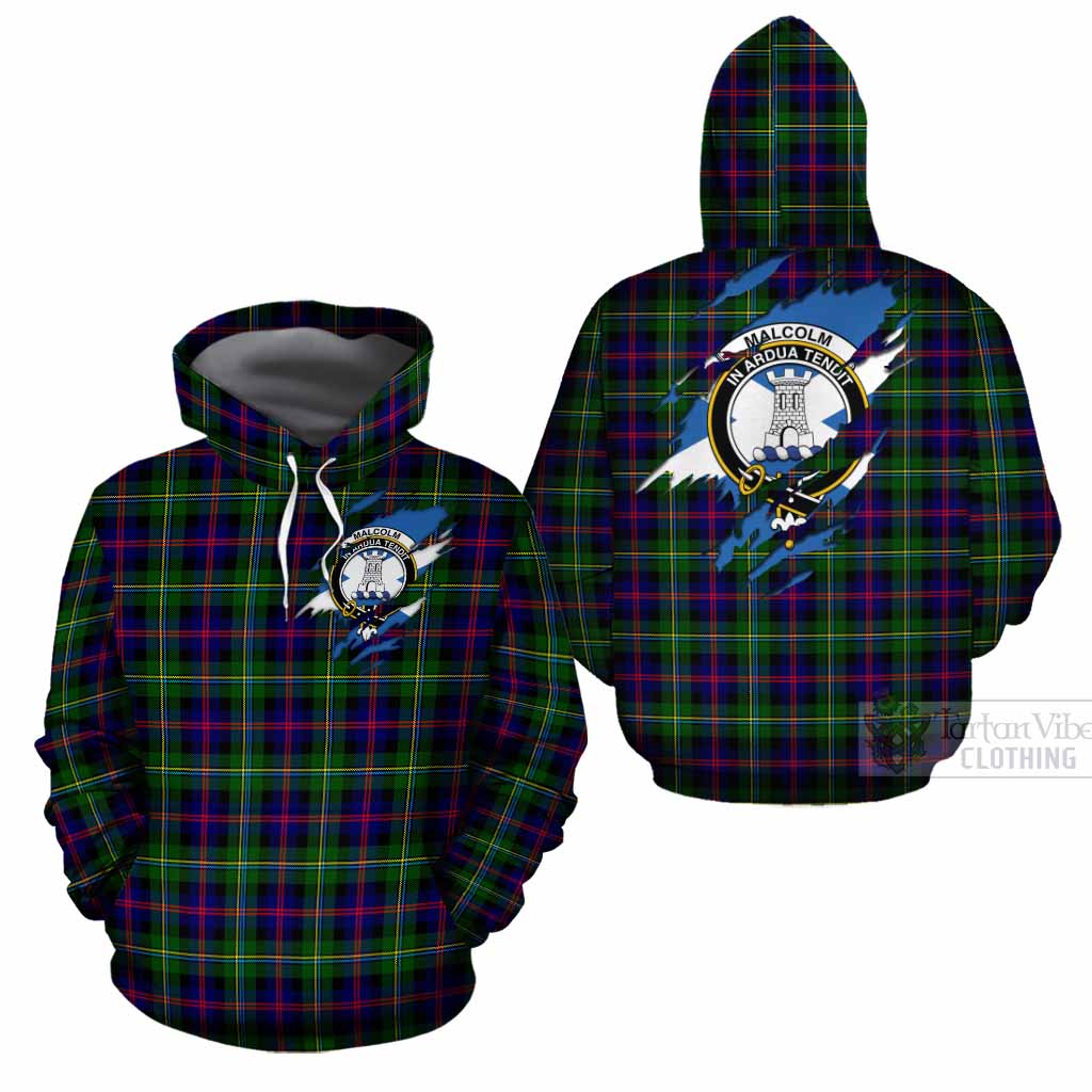 Malcolm Clan Crest In Me Tartan Cotton Hoodie Scotland Flag Style