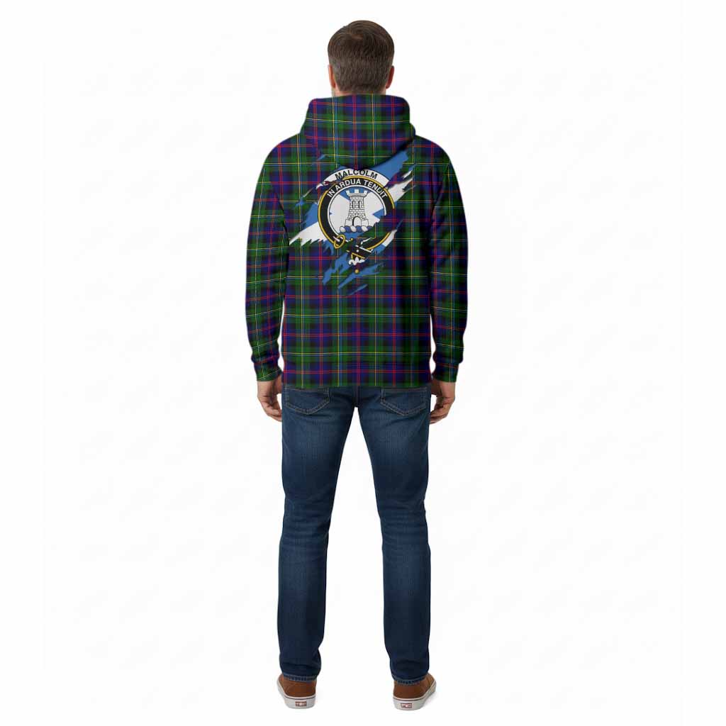 Malcolm Clan Crest In Me Tartan Cotton Hoodie Scotland Flag Style