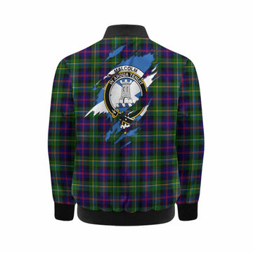 Malcolm Clan Crest In Me Tartan Kid Bomber Jacket Scotland Flag Style
