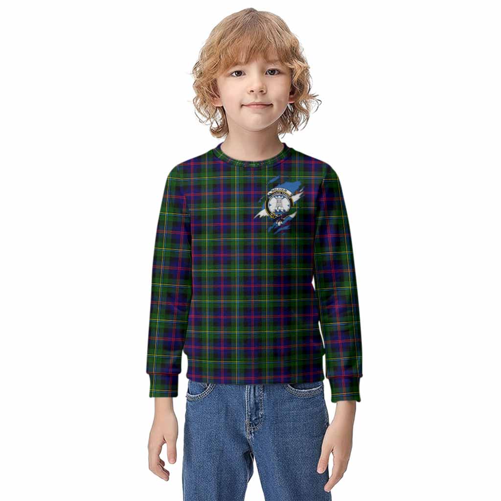 Malcolm Clan Crest In Me Tartan Kid Knitted Sweatshirt Scotland Flag Style