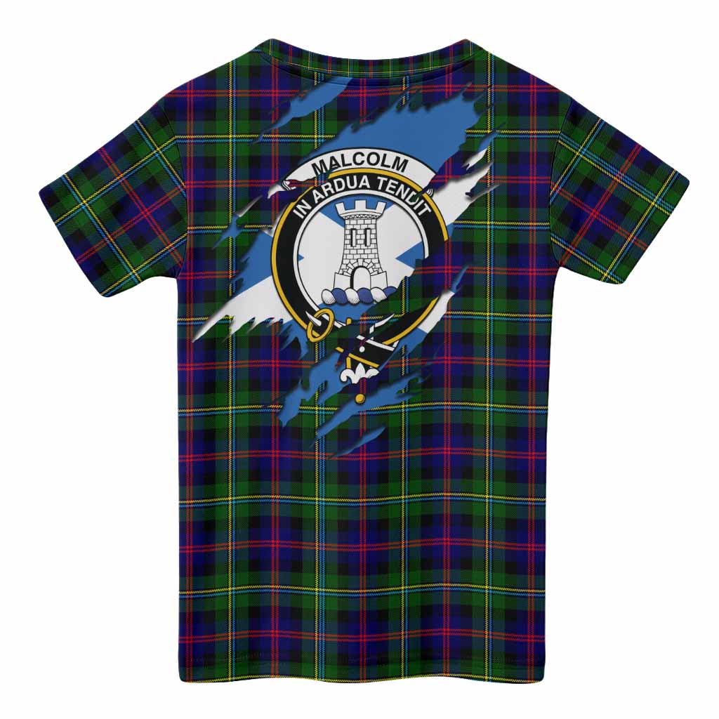 Malcolm Clan Crest In Me Tartan Kid T-shirt Scotland Flag Style