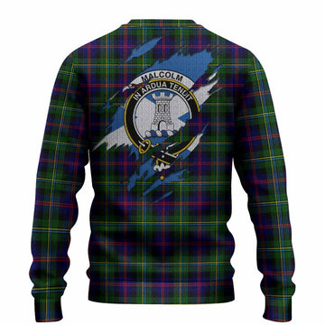 Malcolm Clan Crest In Me Tartan Knitted Sweater Scotland Flag Style