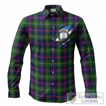 Malcolm Clan Crest In Me Tartan Long Sleeve Button Shirts Scotland Flag Style